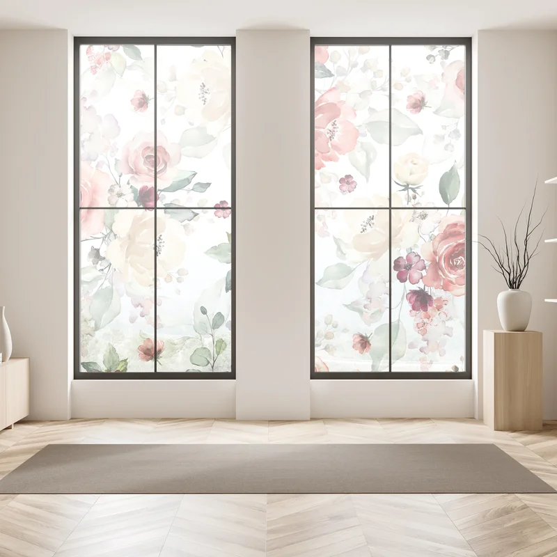 Fensteraufkleber zartes aquarell rosenmuster Fensteraufkleber zartes aquarell rosenmuster