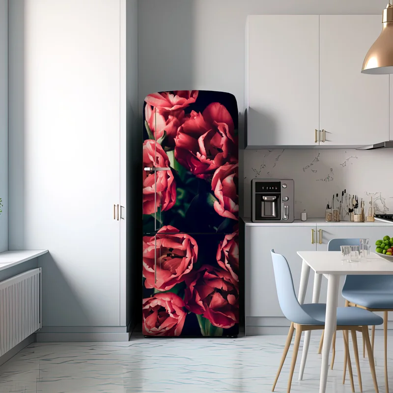Kühlschrankaufkleber stimmungsvolles rosa tulpenbukett Kühlschrankaufkleber stimmungsvolles rosa tulpenbukett