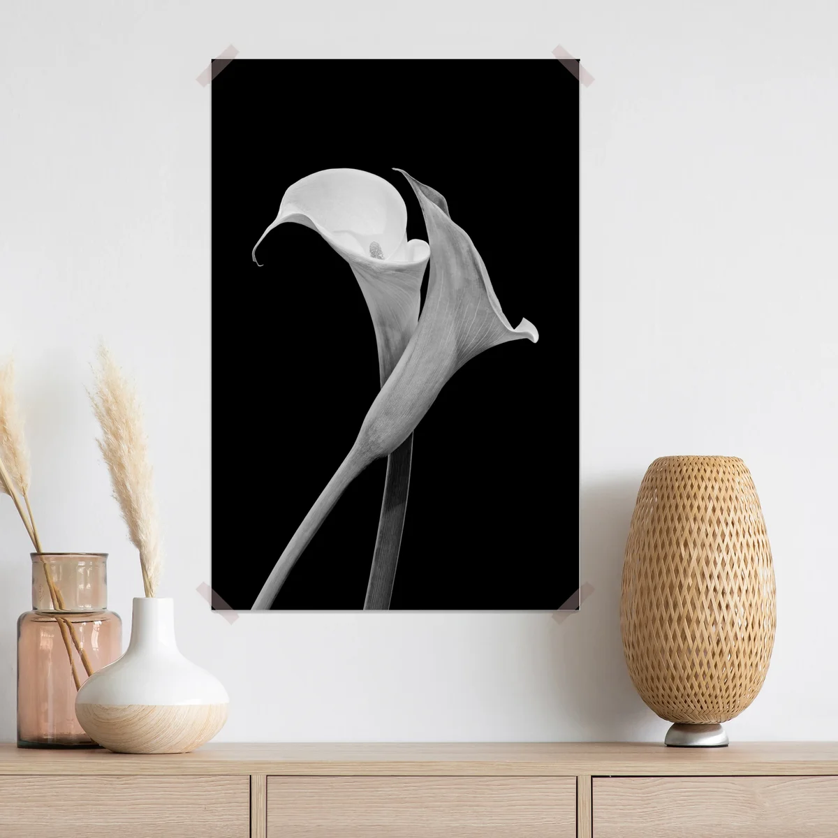 Poster elegante callas in monochrom Poster elegante callas in monochrom