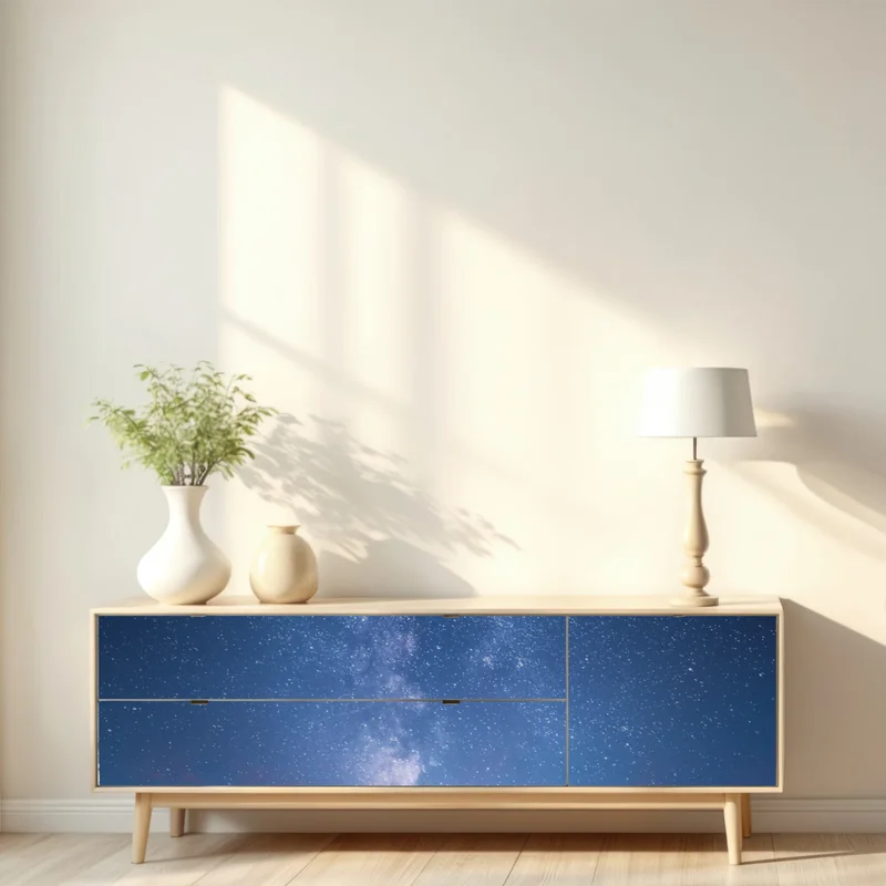 Repositionierbarer Aufkleber straße zur milchstraße bei sonnenaufgang