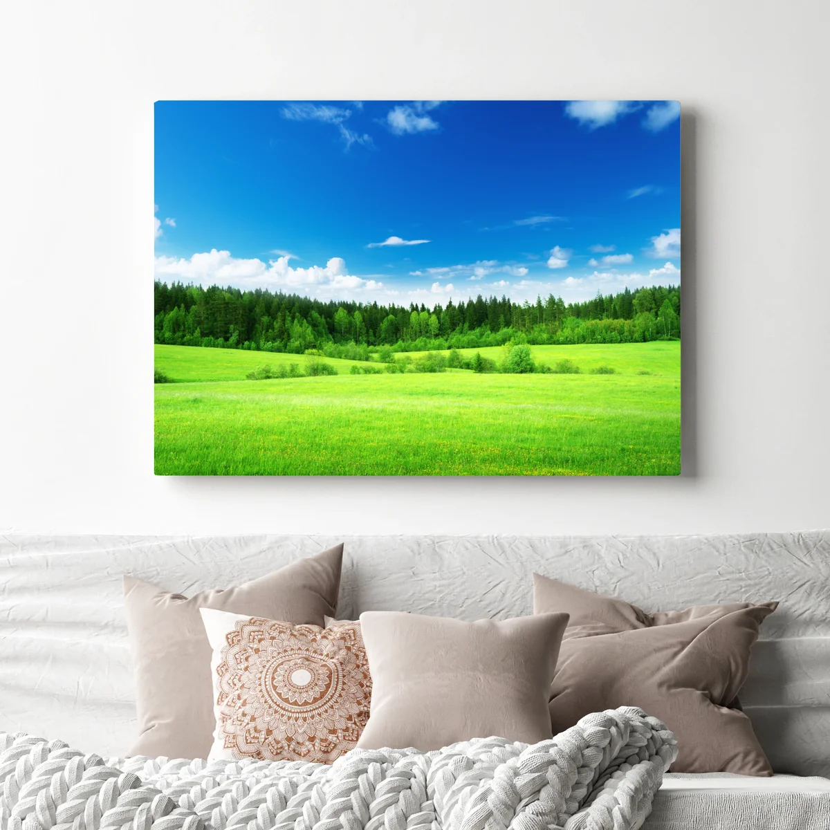 Leinwandbild frühlingswiese unter blauem himmel Leinwandbild frühlingswiese unter blauem himmel