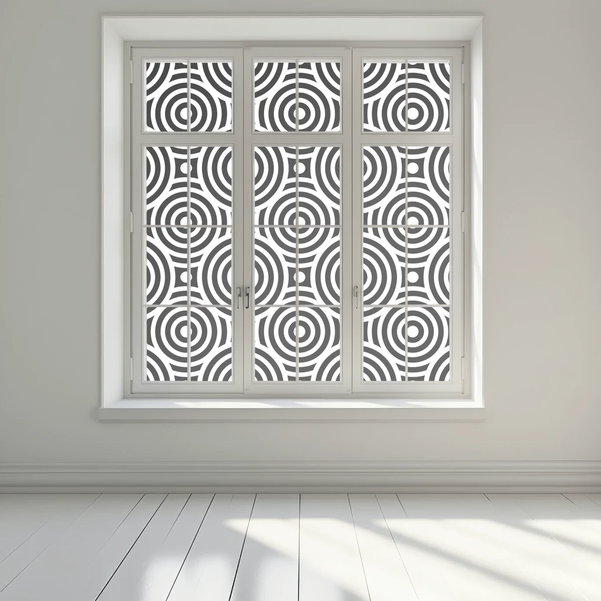 Fensteraufkleber schwarz-weiß muster aus konzentrischen kreisen Fensteraufkleber schwarz-weiß muster aus konzentrischen kreisen