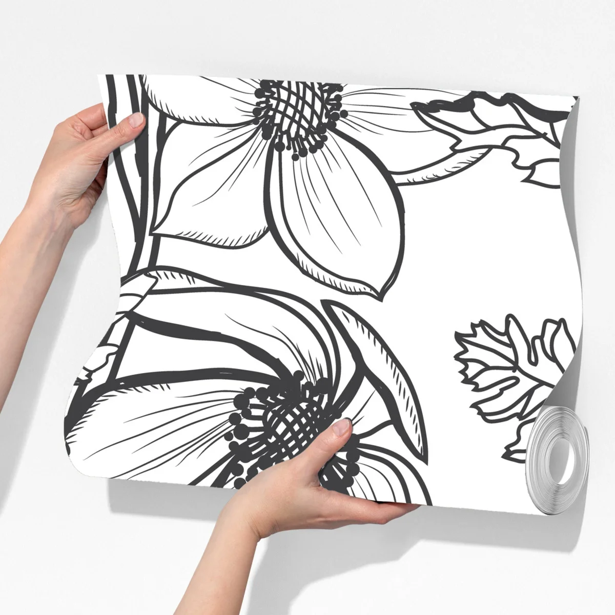 Fototapete botanische linienzeichnung mit blumen Fototapete botanische linienzeichnung mit blumen