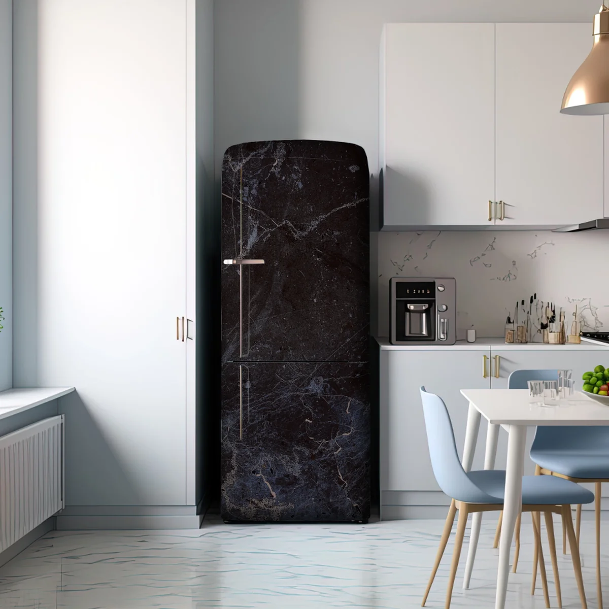 Kühlschrankaufkleber dunkle marmortextur mit blauen adern Kühlschrankaufkleber dunkle marmortextur mit blauen adern