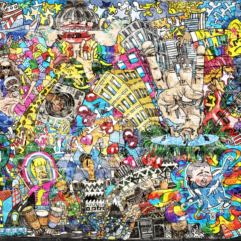 Schrankaufkleber farbenfrohes urbanes musikmural Schrankaufkleber farbenfrohes urbanes musikmural