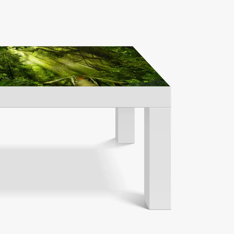 Tischaufkleber und Schreibtischaufkleber sonnenbeschienener waldweg