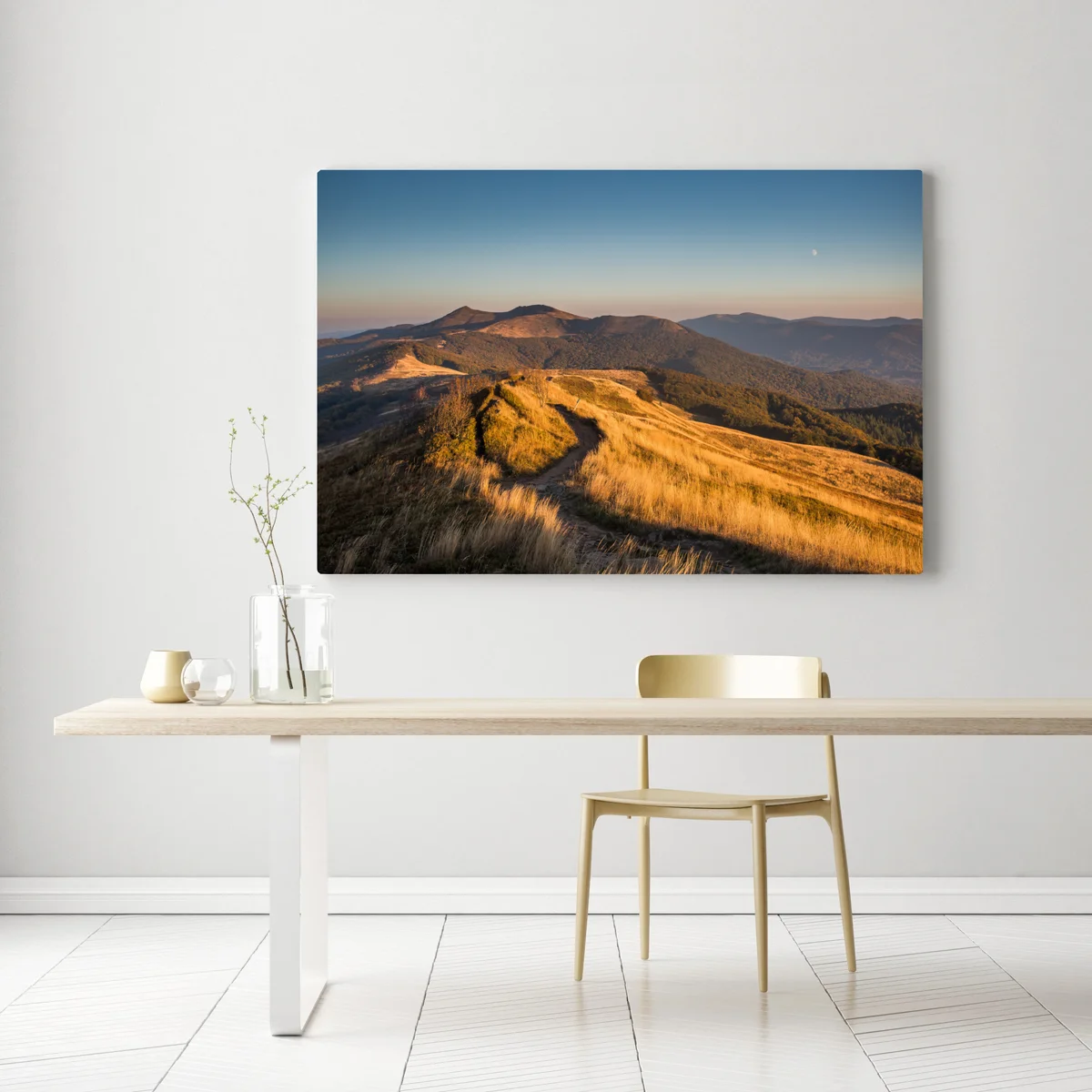 Leinwandbild goldener bergrücken bei sonnenuntergang Leinwandbild goldener bergrücken bei sonnenuntergang