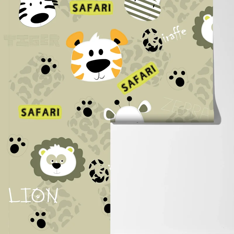 Fototapete süßes safari-tiermuster für kinder Fototapete süßes safari-tiermuster für kinder