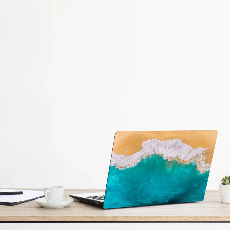 Laptop-Aufkleber türkisblaue wellen am strand Kelingking, Nusa Penida Laptop-Aufkleber türkisblaue wellen am strand Kelingking, Nusa Penida