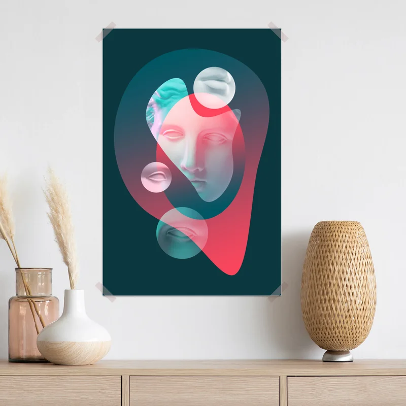 Poster surreales klassisches gesicht im duoton Poster surreales klassisches gesicht im duoton