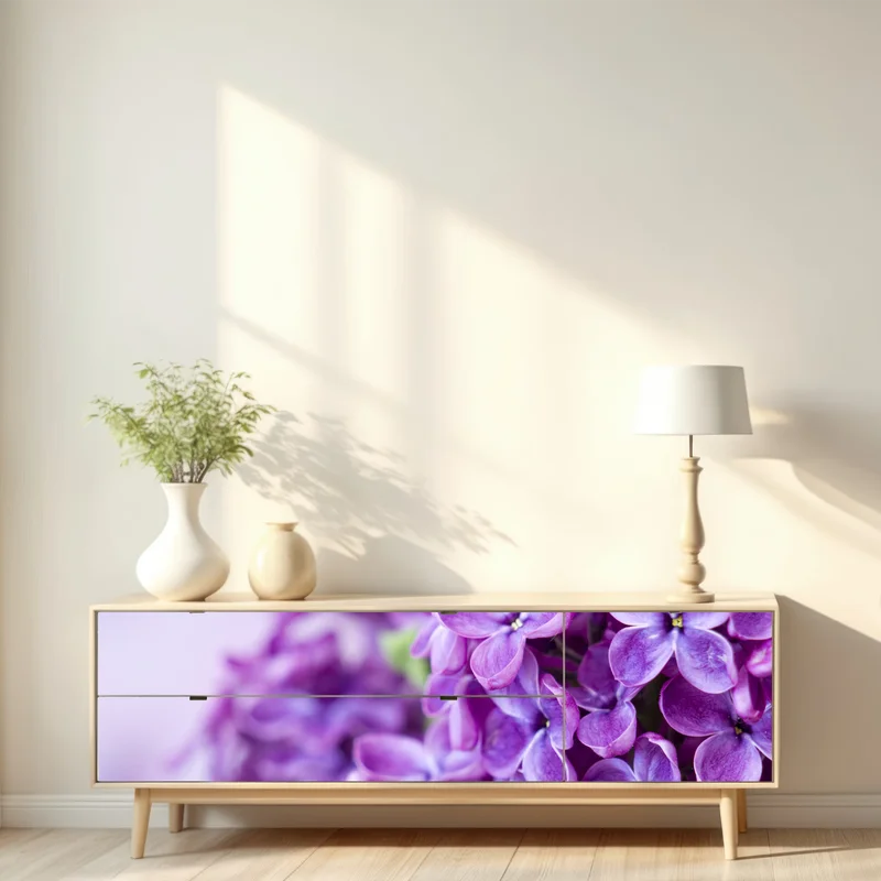 Repositionierbarer Aufkleber lila fliederblüten nahaufnahme