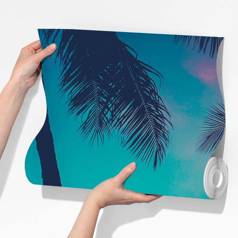 Fototapete vintage palmen auf Hawaii bei sonnenuntergang Fototapete vintage palmen auf Hawaii bei sonnenuntergang