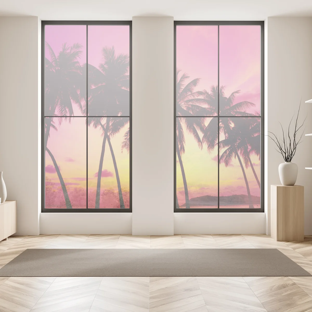 Fensteraufkleber tropischer sonnenuntergang mit palmen, Thailand Fensteraufkleber tropischer sonnenuntergang mit palmen, Thailand