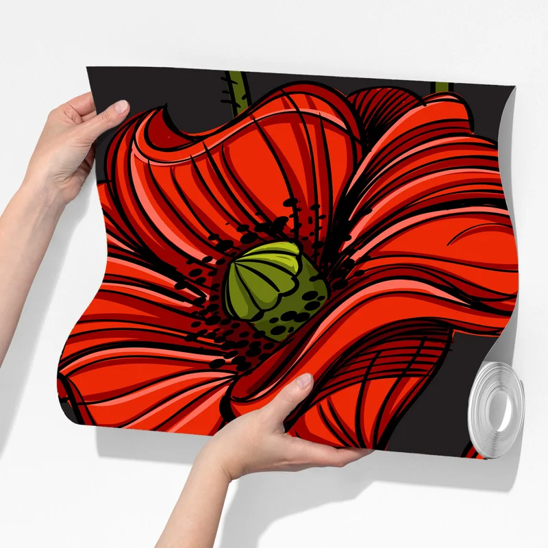 Fototapeta intensywna czerwona ilustracja maków Fototapeta intensywna czerwona ilustracja maków