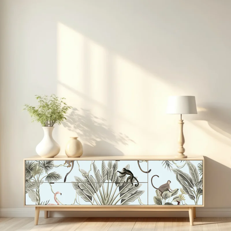 Repositionierbarer Aufkleber pastell dschungel tier muster