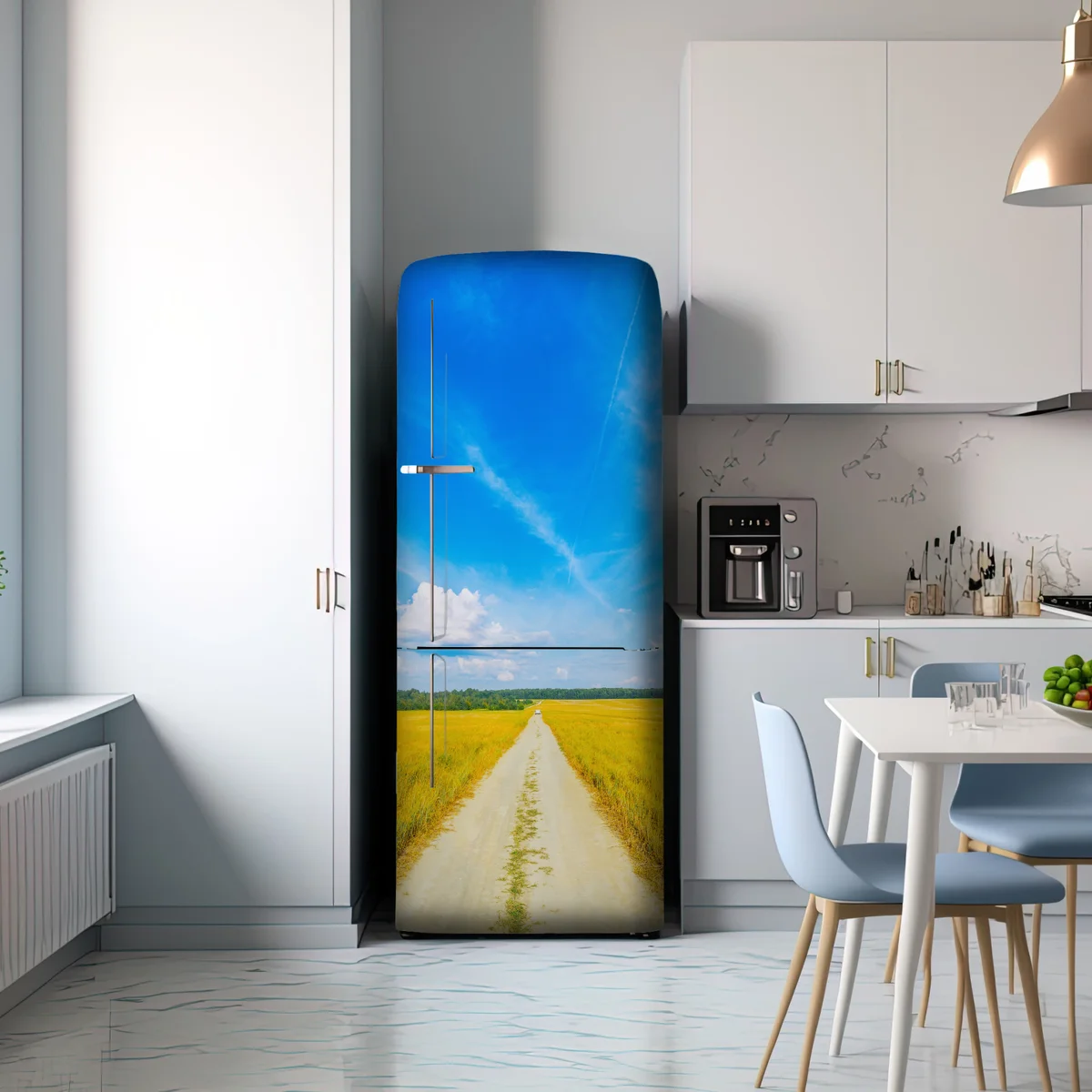 Kühlschrankaufkleber goldene wiese unter weitem blauem himmel Kühlschrankaufkleber goldene wiese unter weitem blauem himmel