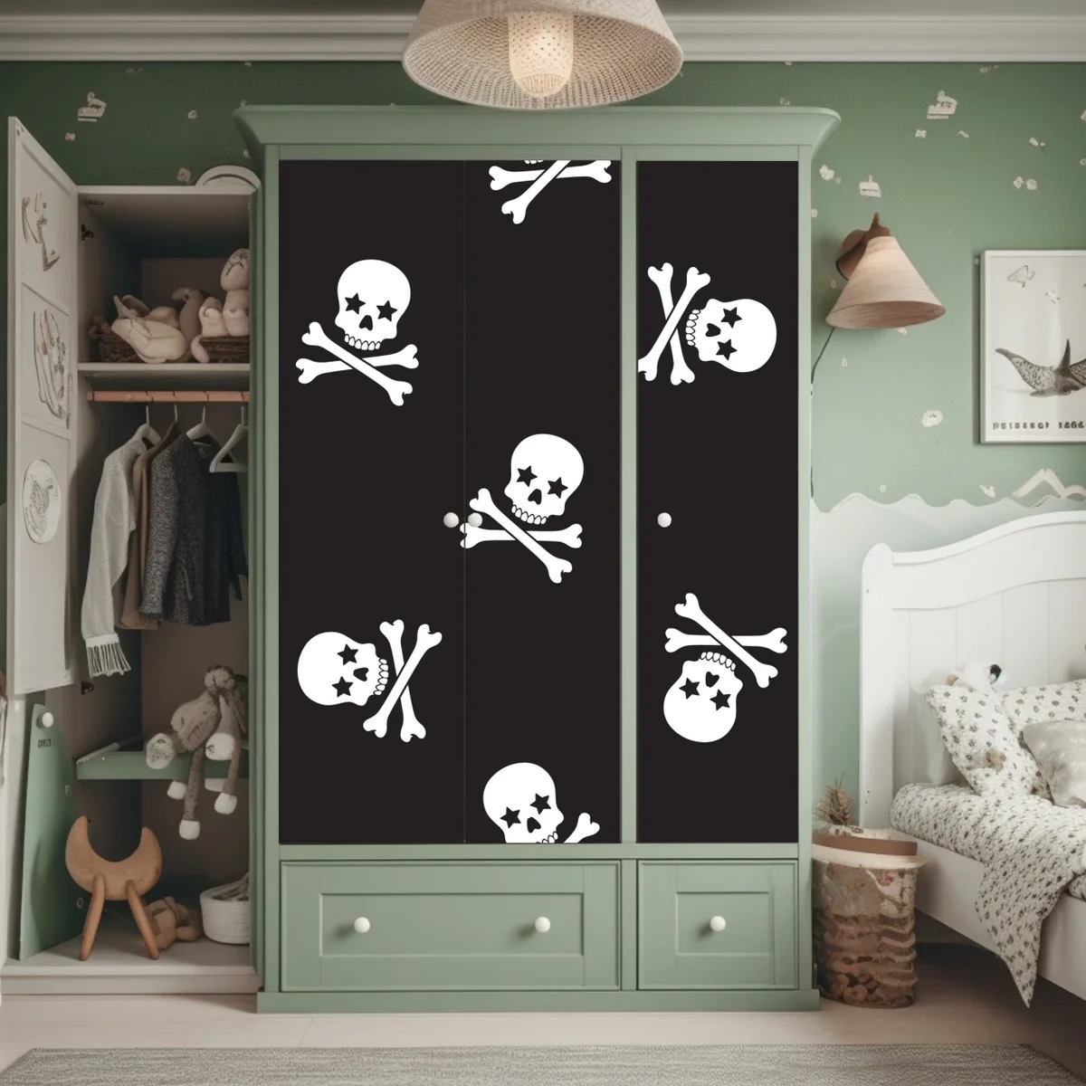 Schrankaufkleber schädel und gekreuzte knochen nahtloses muster Schrankaufkleber schädel und gekreuzte knochen nahtloses muster