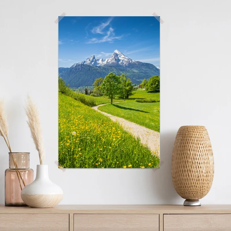 Poster alpenwiese und bergpfad Poster alpenwiese und bergpfad