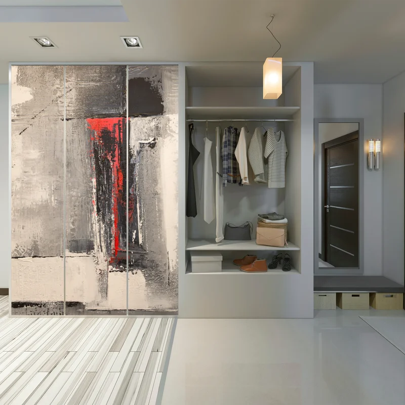 Schrankaufkleber strukturierte abstraktion mit rotem akzent Schrankaufkleber strukturierte abstraktion mit rotem akzent