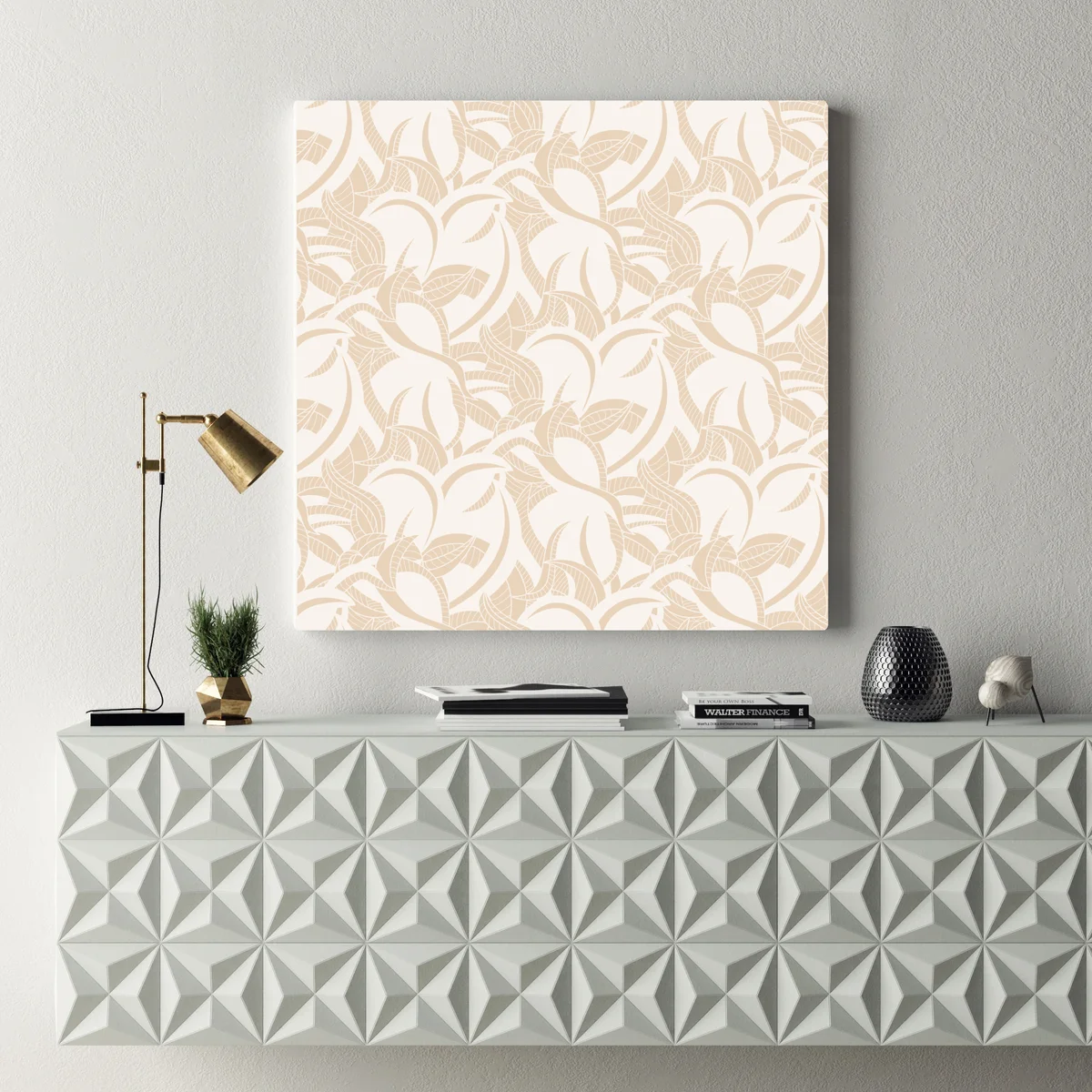 Leinwandbild beiges blattmuster im botanischen stil Leinwandbild beiges blattmuster im botanischen stil