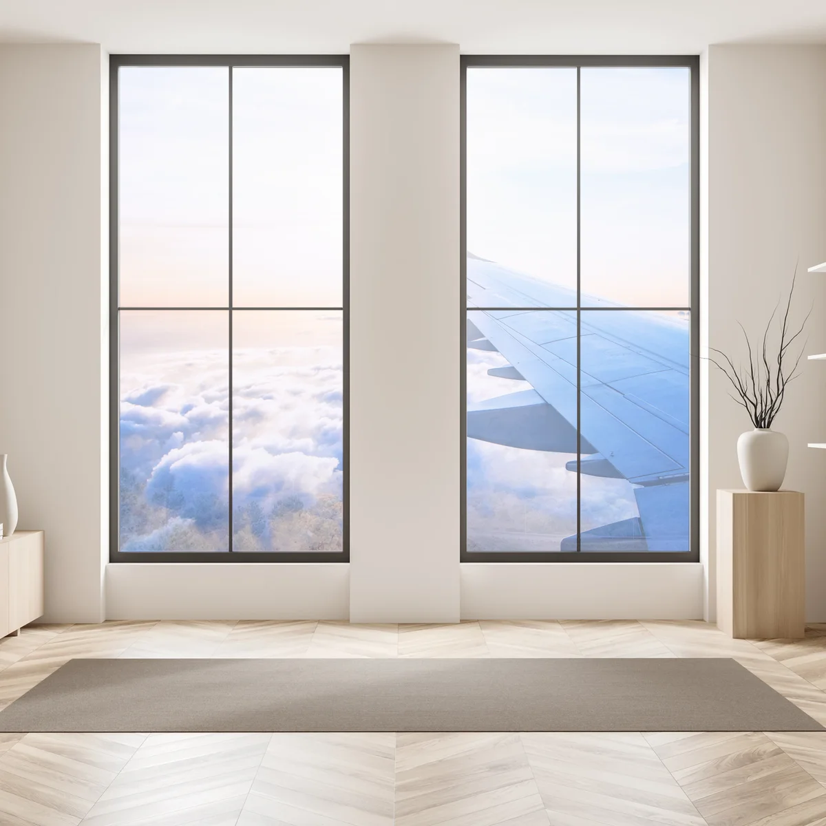 Fensteraufkleber über den wolken luftaufnahme Fensteraufkleber über den wolken luftaufnahme