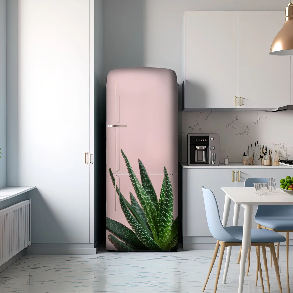 Kühlschrankaufkleber grüner aloes auf rosa hintergrund Kühlschrankaufkleber grüner aloes auf rosa hintergrund