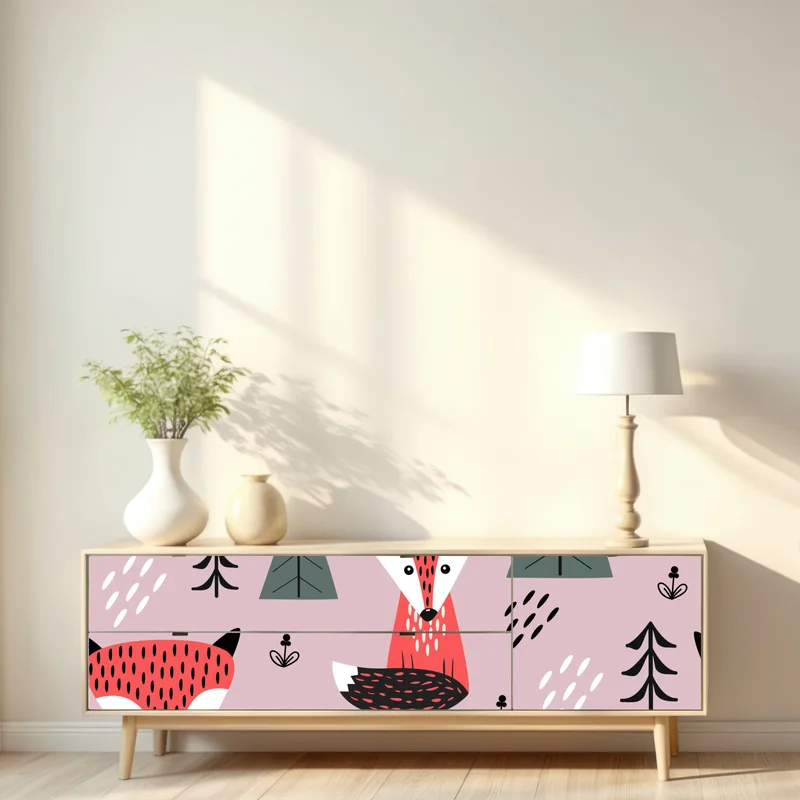 Repositionierbarer Aufkleber verspieltes fuchswaldmuster