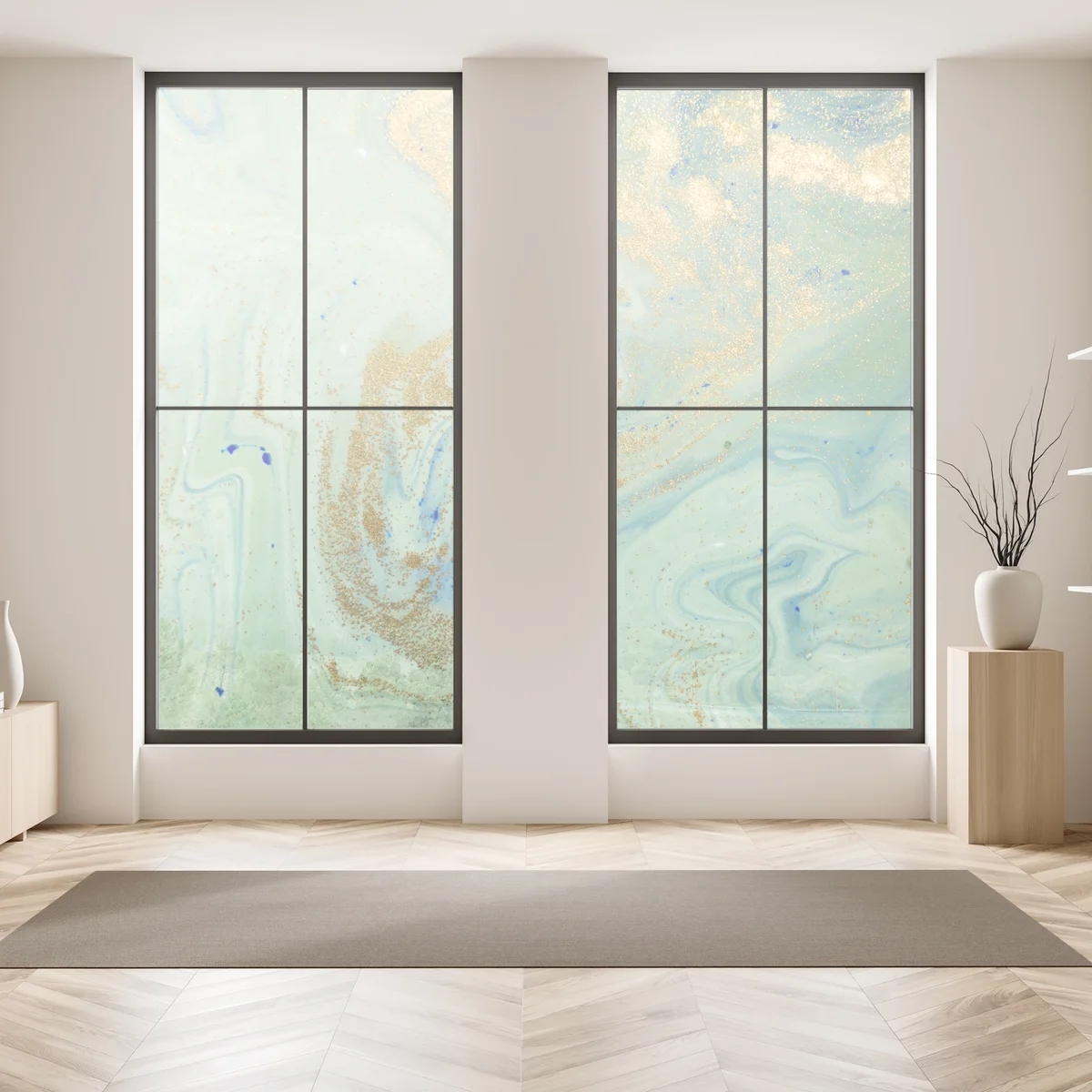 Fensteraufkleber türkiser marmor mit goldenen akzenten Fensteraufkleber türkiser marmor mit goldenen akzenten