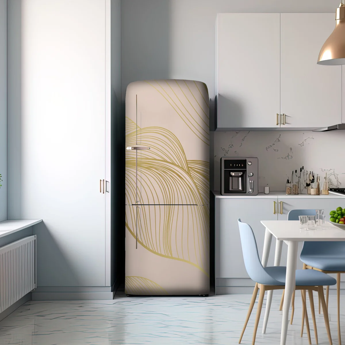 Kühlschrankaufkleber abstraktes muster goldener wellen Kühlschrankaufkleber abstraktes muster goldener wellen