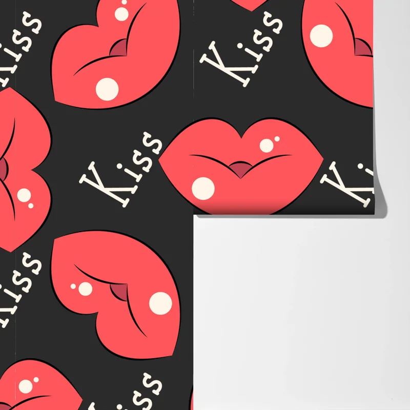 Fototapete verspieltes muster mit rosa lippen Fototapete verspieltes muster mit rosa lippen