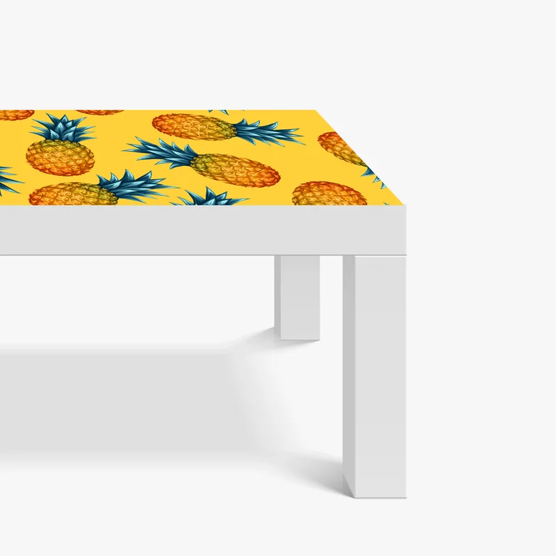 Tischaufkleber und Schreibtischaufkleber tropisches ananasmuster auf gelbem hintergrund Tischaufkleber und Schreibtischaufkleber tropisches ananasmuster auf gelbem hintergrund