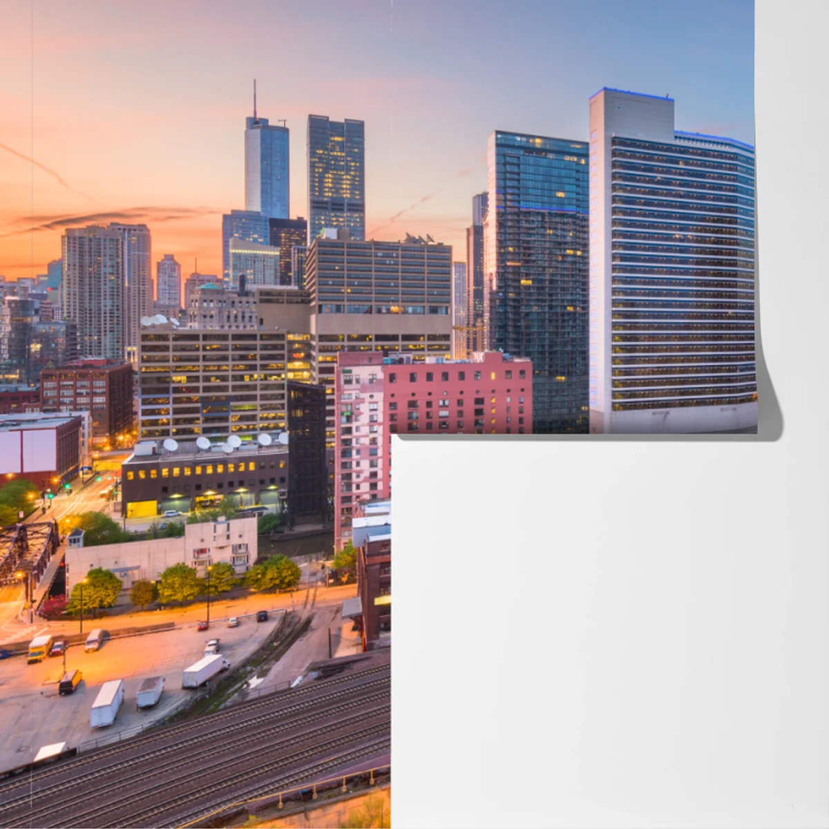 Fototapeta panorama Chicago o zmierzchu Fototapeta panorama Chicago o zmierzchu