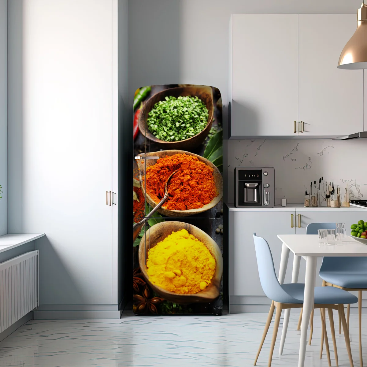 Kühlschrankaufkleber bunte gewürze und kräuter auf holz Kühlschrankaufkleber bunte gewürze und kräuter auf holz