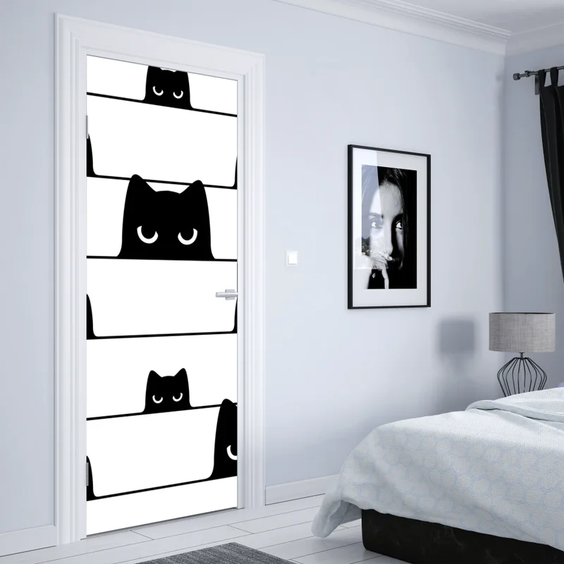 Türaufkleber verspielte katzen zwischen streifen