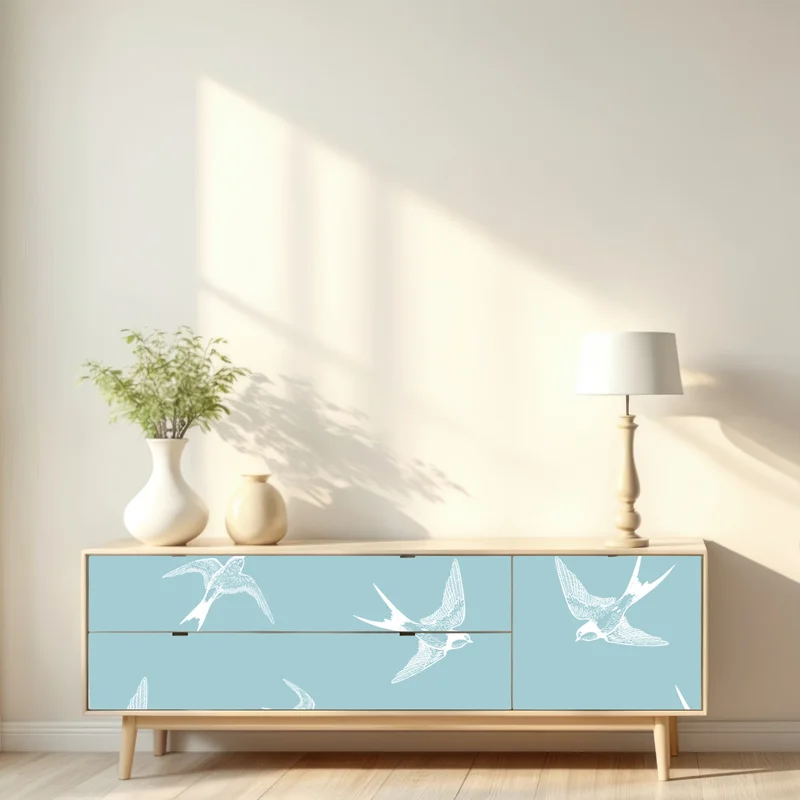 Repositionierbarer Aufkleber pastell schwalben muster