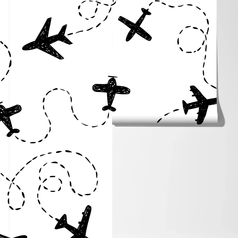 Fototapete handgezeichnetes flugzeugmuster Fototapete handgezeichnetes flugzeugmuster