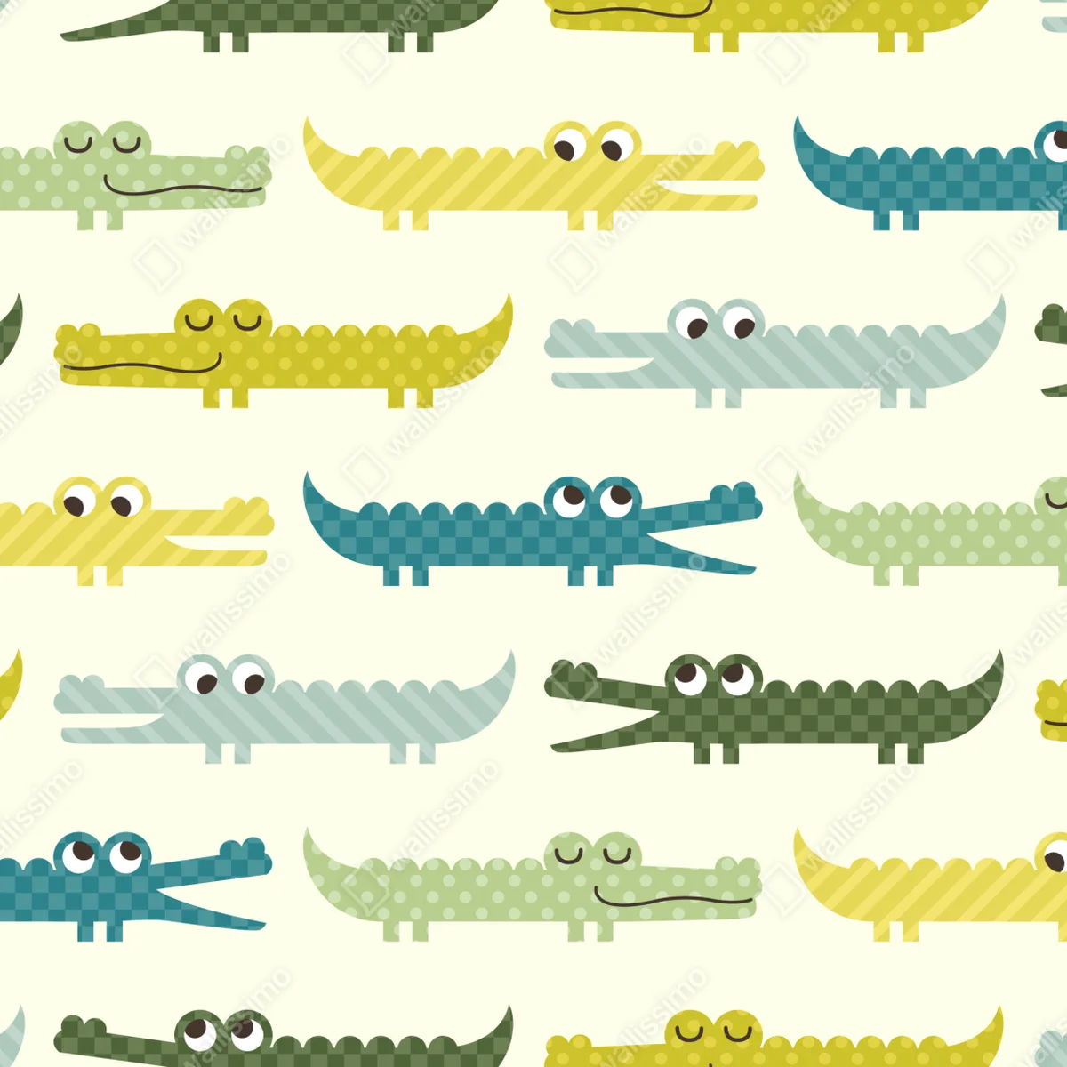 Fototapete verspieltes krokodilmuster für kinderzimmer Fototapete verspieltes krokodilmuster für kinderzimmer
