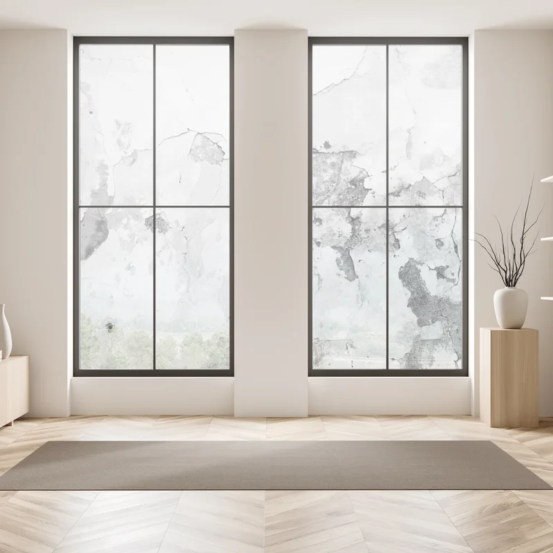 Naklejka na okno postarzony tynk na ścianie w odcieniach szarości Naklejka na okno postarzony tynk na ścianie w odcieniach szarości