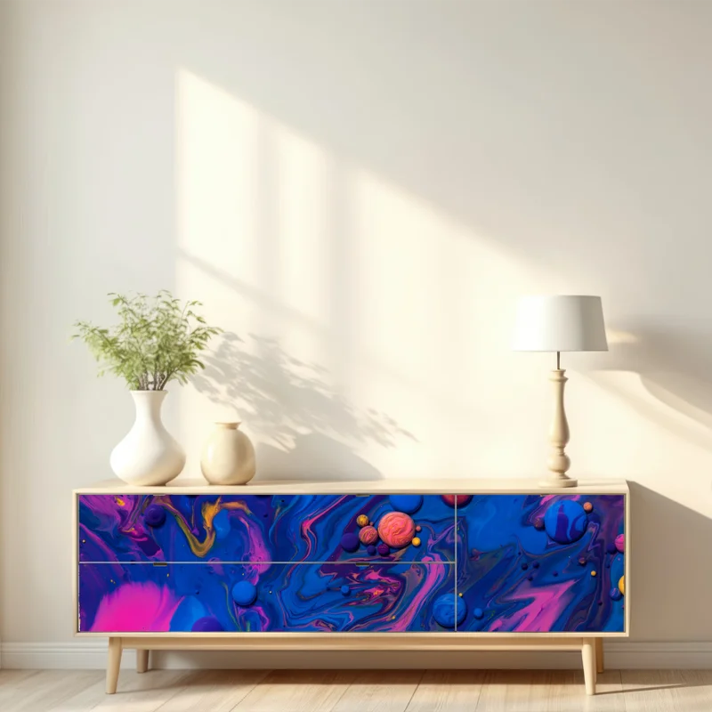 Repositionierbarer Aufkleber lebendige kosmische farbwirbel