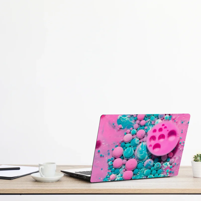 Laptop-Aufkleber rosa und türkis marmor abstrakt