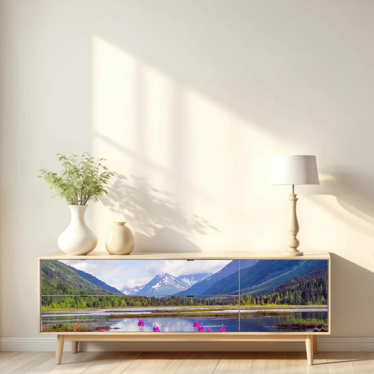 Repositionierbarer Aufkleber Tern Lake spiegelungen, berglandschaft aus Alaska Repositionierbarer Aufkleber Tern Lake spiegelungen, berglandschaft aus Alaska