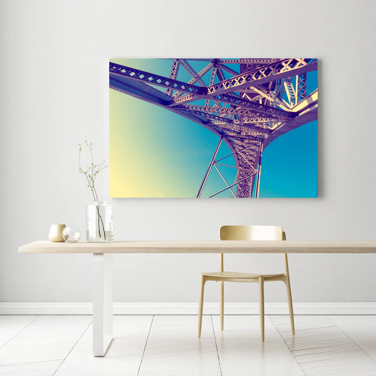 Leinwandbild abstrakte stahlbrücke in perspektive Leinwandbild abstrakte stahlbrücke in perspektive