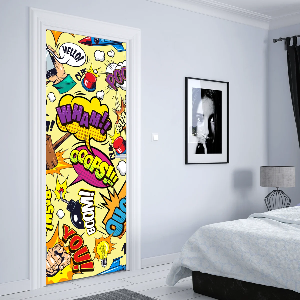 Türaufkleber retro pop-art comic collage Türaufkleber retro pop-art comic collage