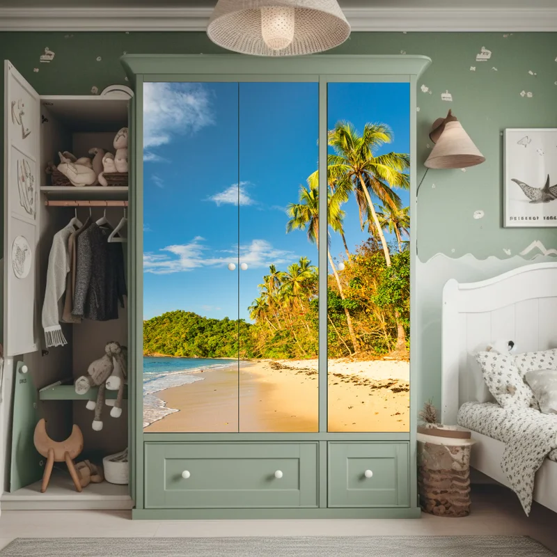 Schrankaufkleber goldener tropischer strand bei sonnenuntergang Schrankaufkleber goldener tropischer strand bei sonnenuntergang