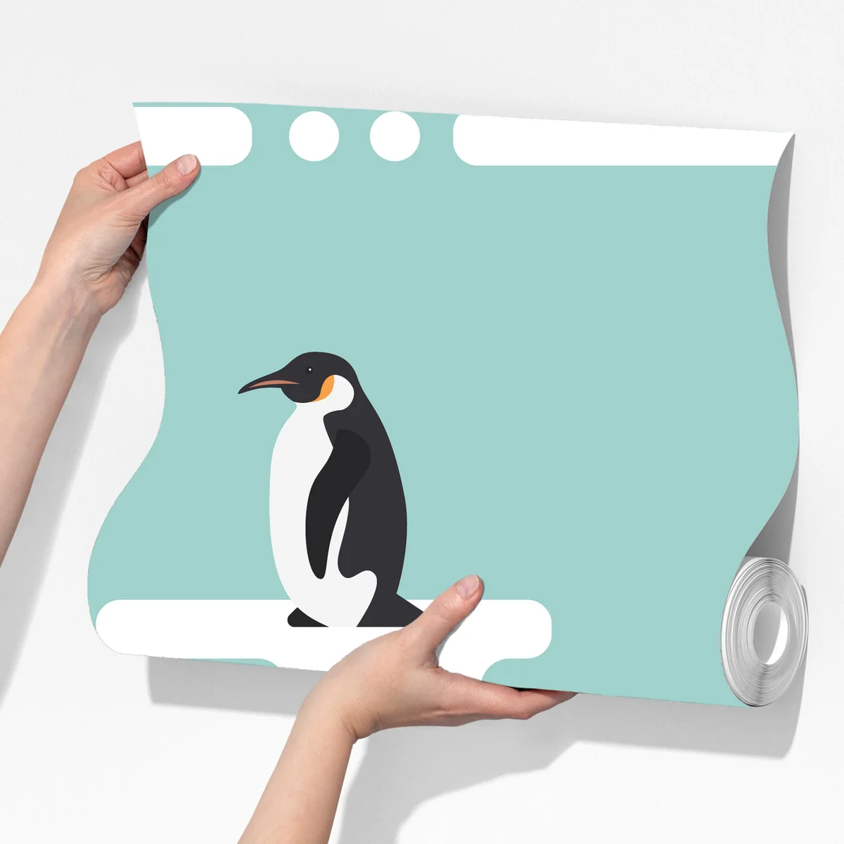 Fototapete süßes pinguinmuster in pastell-türkis Fototapete süßes pinguinmuster in pastell-türkis