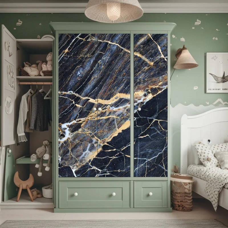 Schrankaufkleber dunkler marmor mit goldenen und cremefarbenen adern Schrankaufkleber dunkler marmor mit goldenen und cremefarbenen adern