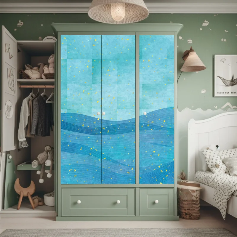 Schrankaufkleber türkiswellen abstrakte komposition