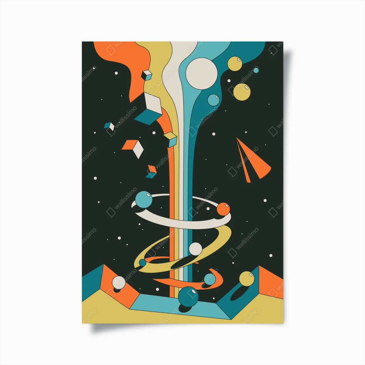 Poster retro geometrischer kosmischer fluss • Poster bei Wallnifity® Poster retro geometrischer kosmischer fluss • Poster bei Wallnifity®