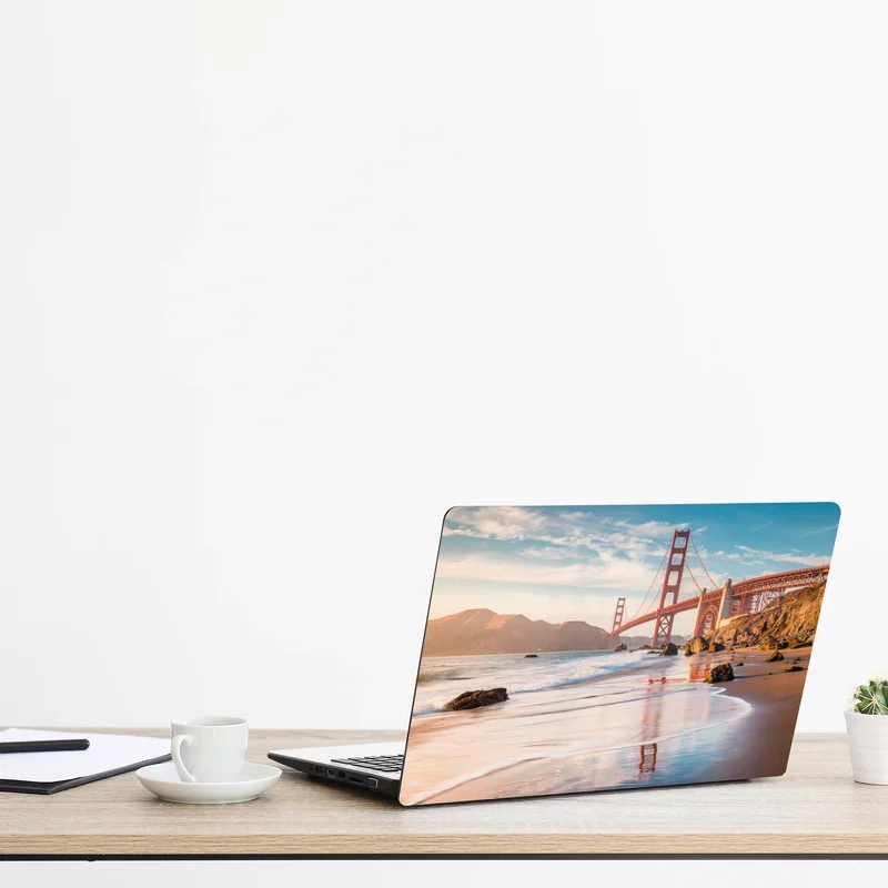 Laptop-Aufkleber San Francisco Golden Gate Bridge bei sonnenuntergang