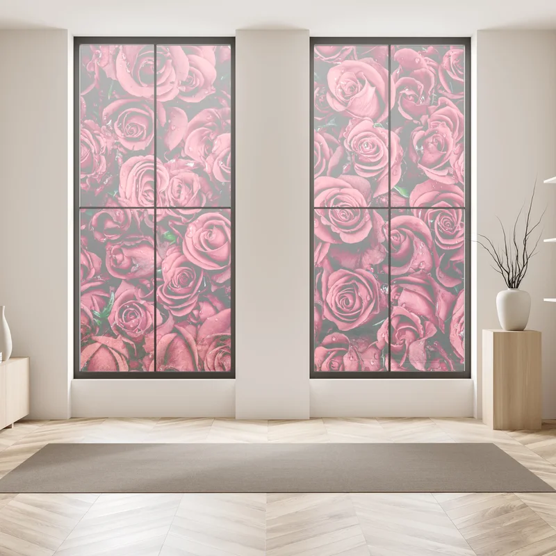 Fensteraufkleber pralle rote rosen wandbild